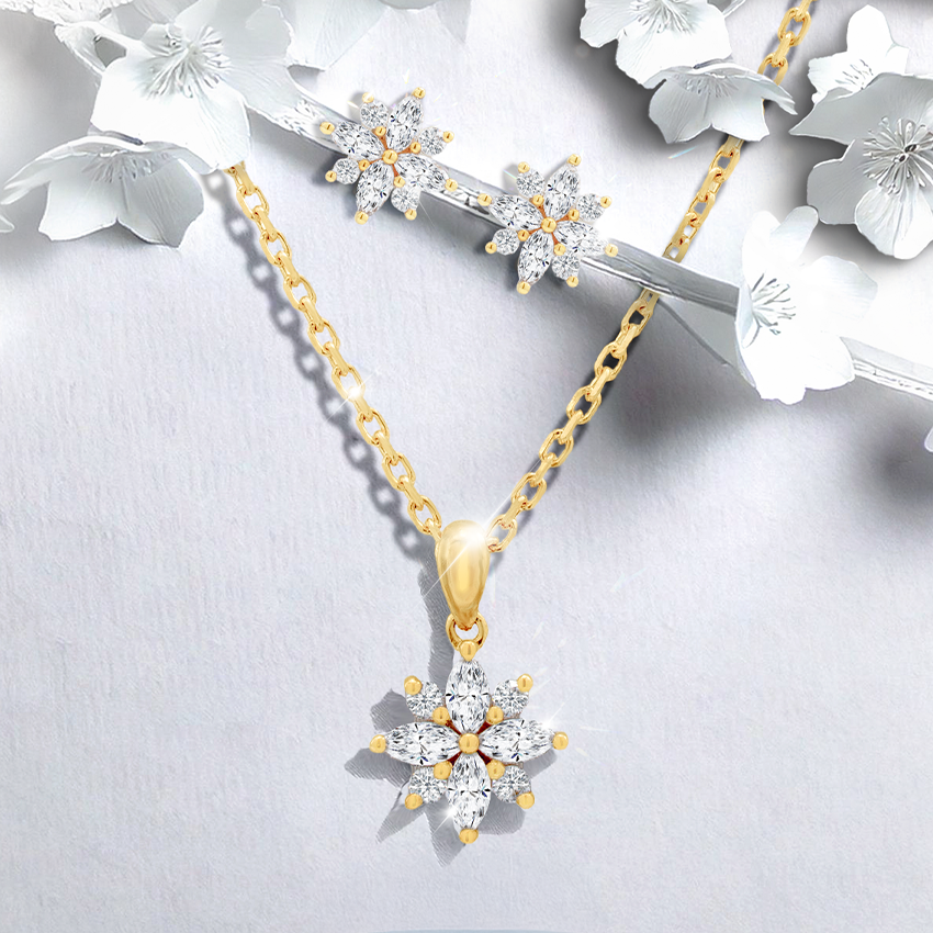Load image into Gallery viewer, Marquise Round Natural or Lab Diamond Gold or Platinum Necklace and Earrings Philippines

