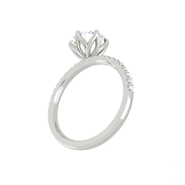 Lucce Lucia Pavé 6-Prong Round 0.71ct Lab Diamond D VS1 Id IGI 18K White Gold