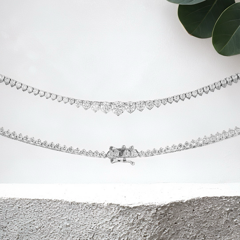 Lucce Trio Tennis Necklace Natural Diamond 6.54CTW (Round 0.81ctw E VS1 GIA Center Stones) Platinum
