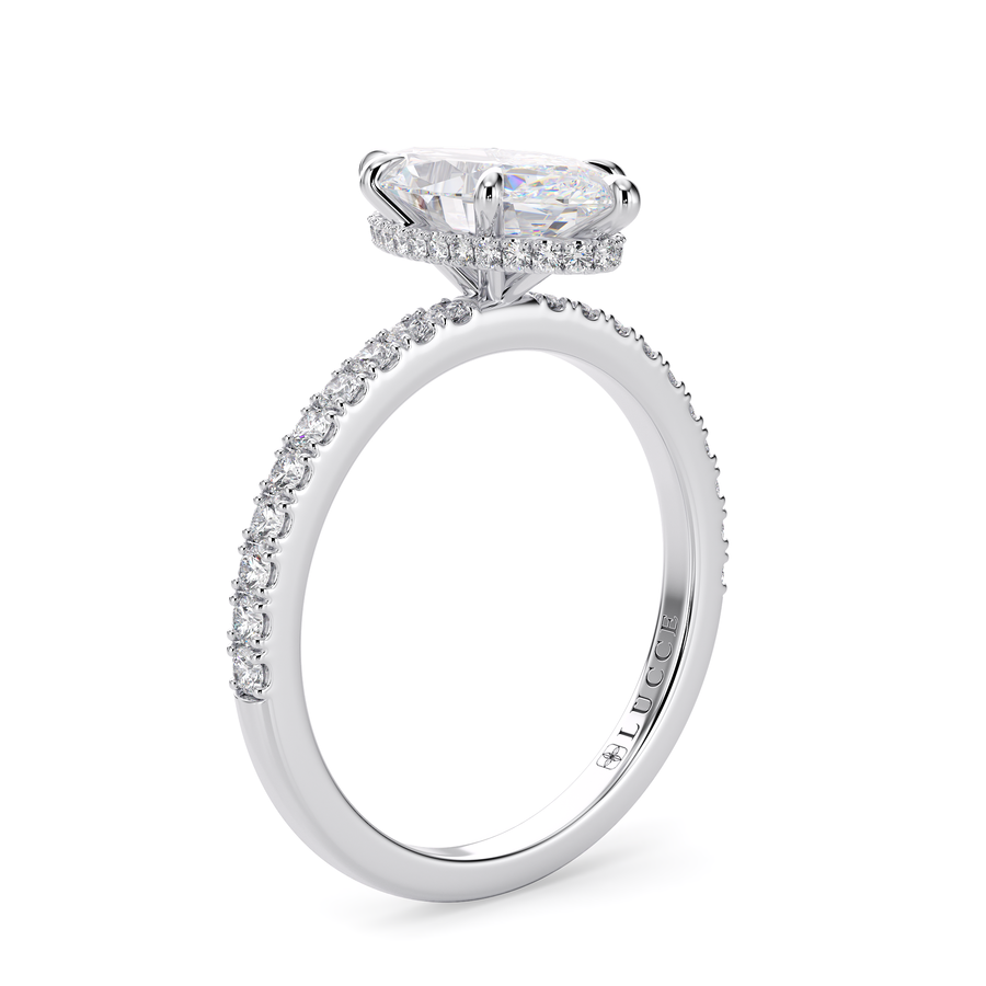 Load image into Gallery viewer, LUCCE High Setting Pavé Marquise Diamond or Gemstone Engagement Ring with Hidden Halo in Gold or Platinum

