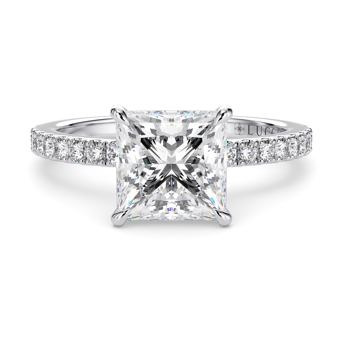 Load image into Gallery viewer, LUCCE VERONA™ Pave Princess CELESTE™ Moissanite 1.00ct 14k White Gold

