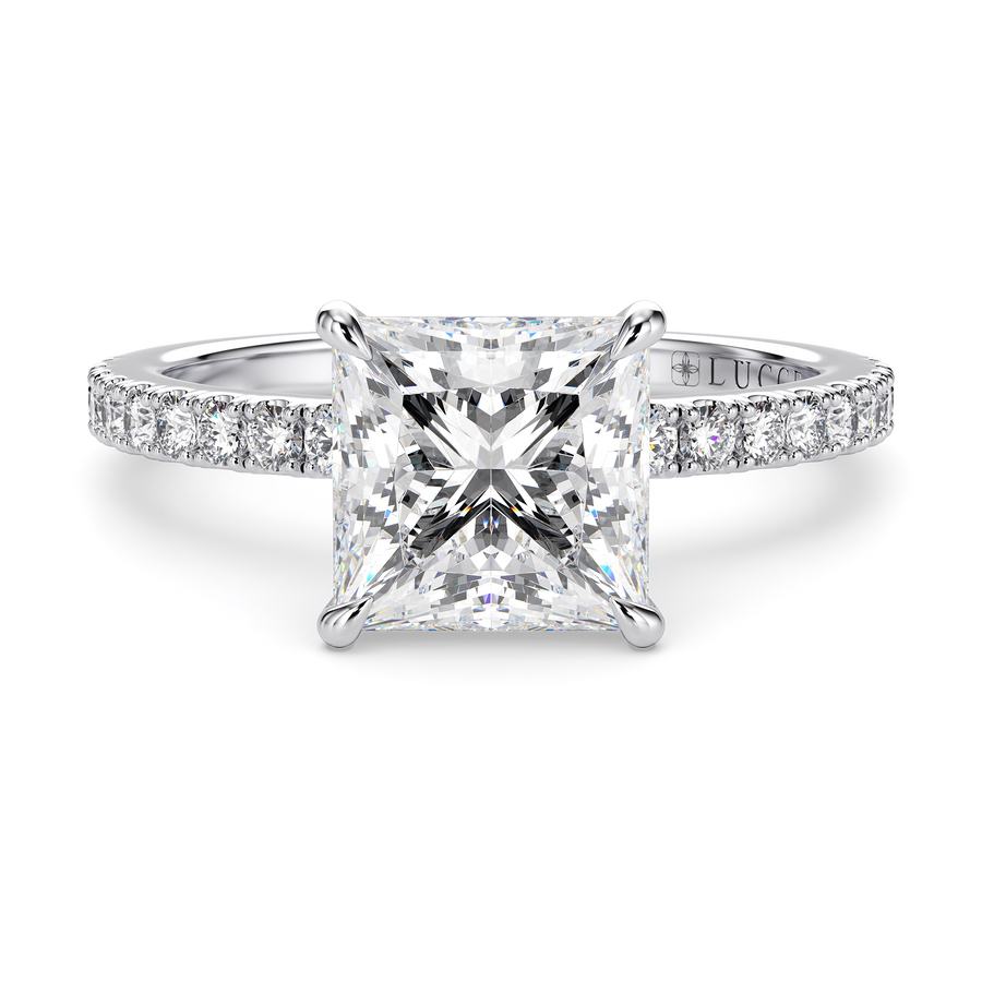 Load image into Gallery viewer, LUCCE VERONA™ Pave Princess CELESTE™ Moissanite 1.00ct 14k White Gold
