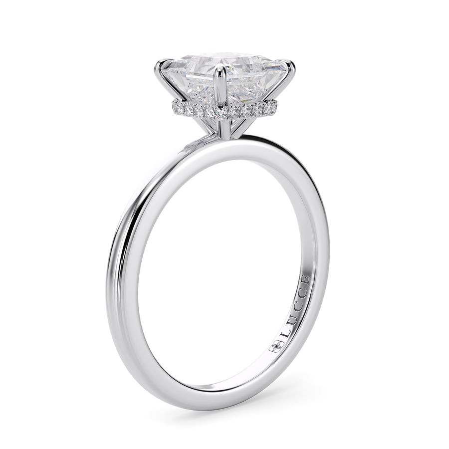 Load image into Gallery viewer, LUCCE High Setting Solitaire Cushion Diamond or Gemstone Engagement Ring with Hidden Halo in Gold or Platinum
