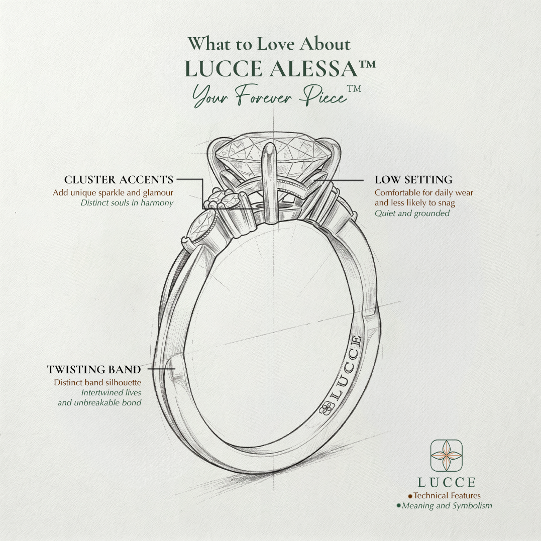 Load image into Gallery viewer, LUCCE Twisting Cluster Diamond in  Low Basket Setting Engagement Ring in Gold or Platinum
