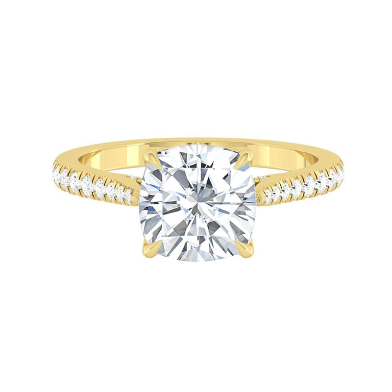 Azalea Pavé Cushion Lab Diamond 1.03ct D VVS2 Ex IGI 18K Yellow Gold