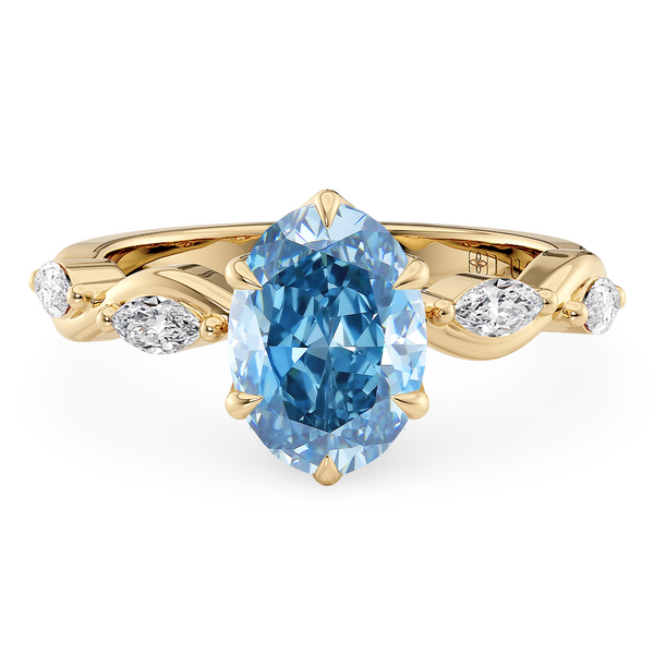 Lucce Constance Petal Oval 6-Prong Ocean Blue Diamond