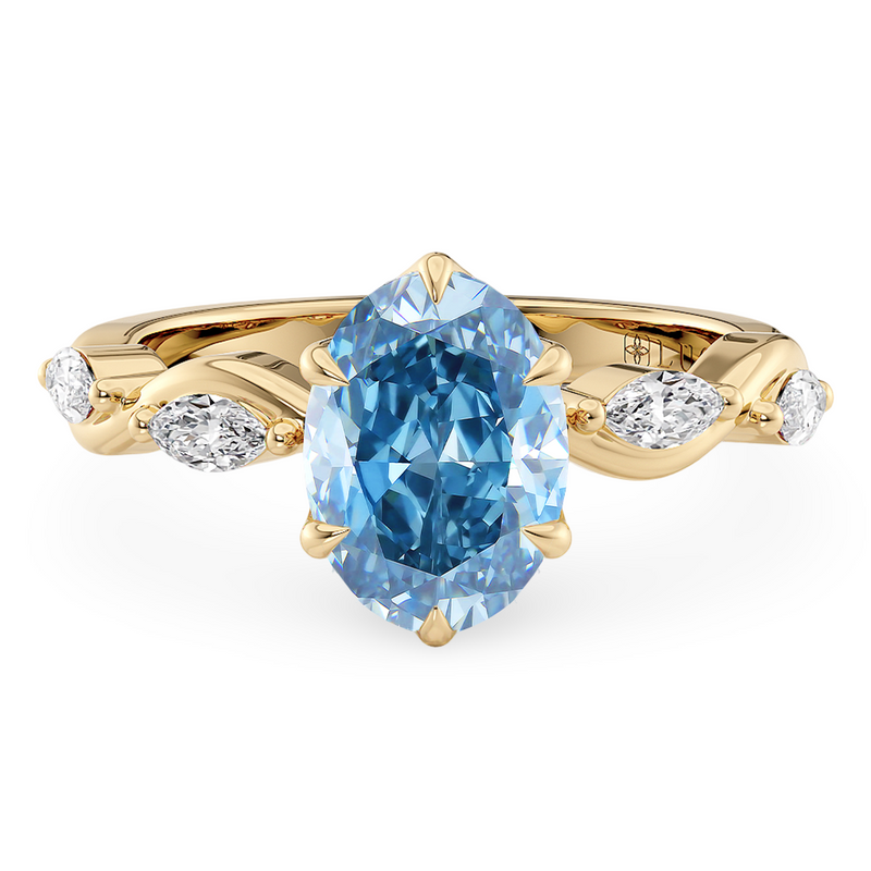Lucce Constance Petal Oval 6-Prong Ocean Blue Diamond