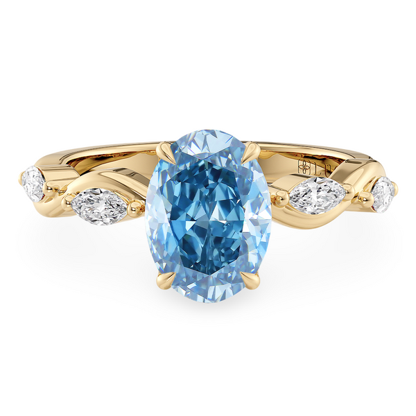 Lucce Constance Petal Oval 4-Prong Ocean Blue Diamond