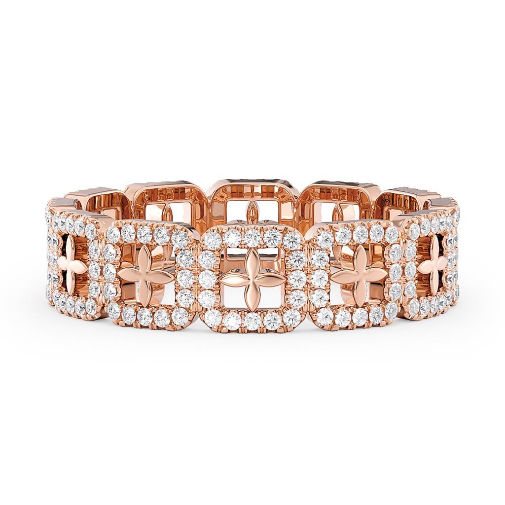 Load image into Gallery viewer, LUCCE Full Eternity Pavé Round Diamond Stackable Two Tone Female Wedding Ring in Gold or Platinum 
