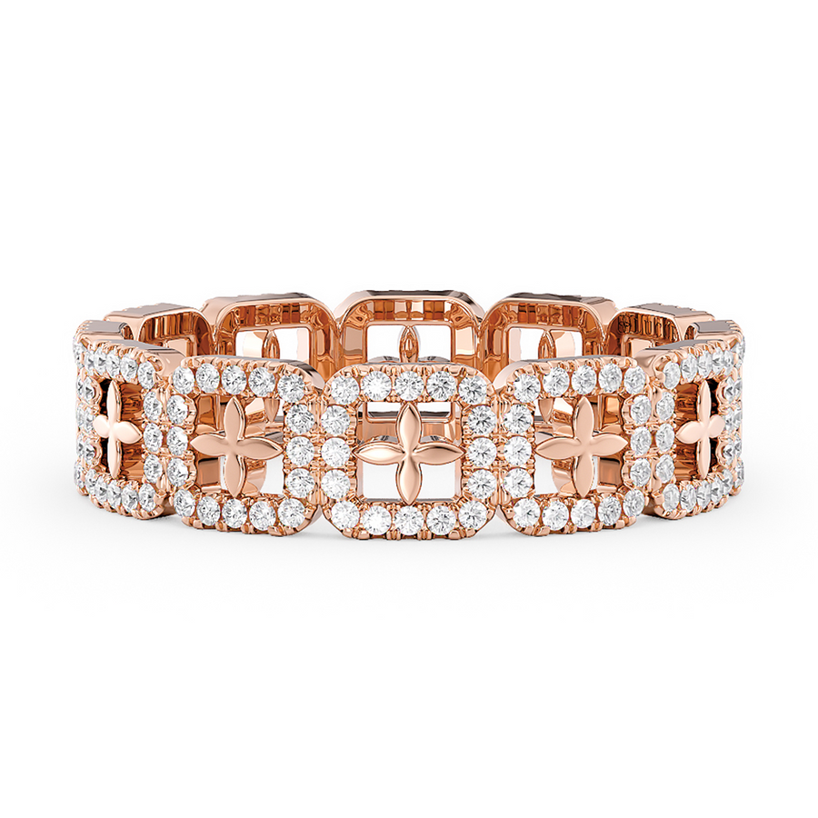 Load image into Gallery viewer, LUCCE Full Eternity Pavé Round Diamond Stackable Two Tone Female Wedding Ring in Gold or Platinum 
