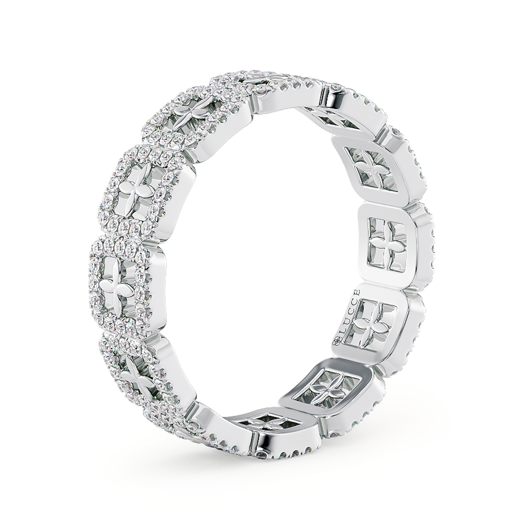 Load image into Gallery viewer, LUCCE Full Eternity Pavé Round Diamond Stackable Two Tone Female Wedding Ring in Gold or Platinum 

