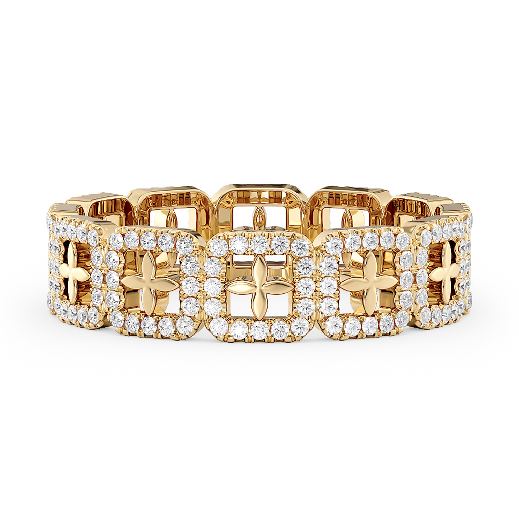 Load image into Gallery viewer, LUCCE Full Eternity Pavé Round Diamond Stackable Two Tone Female Wedding Ring in Gold or Platinum 

