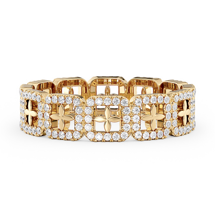 Load image into Gallery viewer, LUCCE Full Eternity Pavé Round Diamond Stackable Two Tone Female Wedding Ring in Gold or Platinum 
