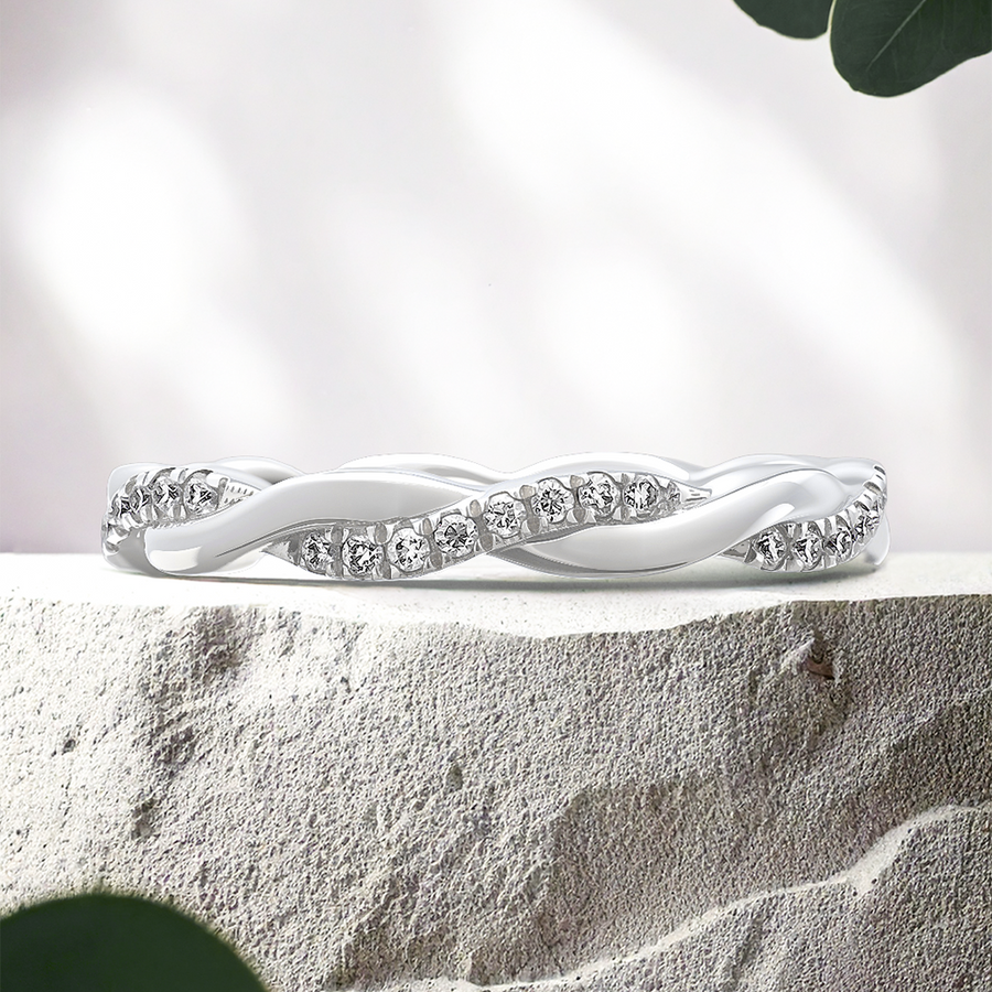 Load image into Gallery viewer, LUCCE FIORE™ Band Full Eternity 0.60ctw Celeste Moissanite 14K White Gold
