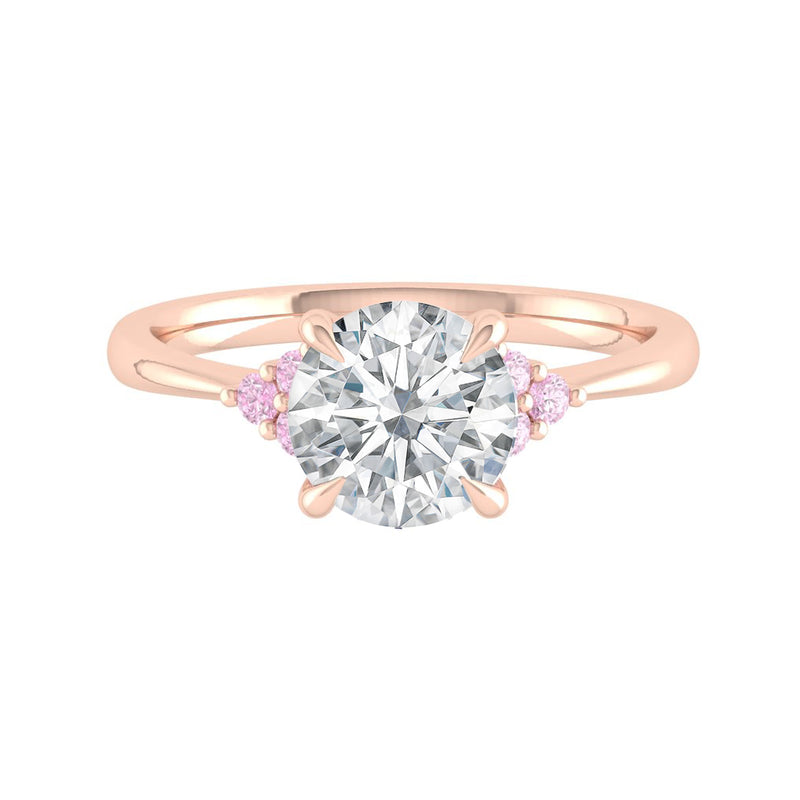 Pink Diamond Engagement Ring with accent stones Band