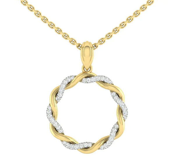 Lucce Fiore Necklace Natural Diamond 0.24CTW 14K Yellow and White Gold