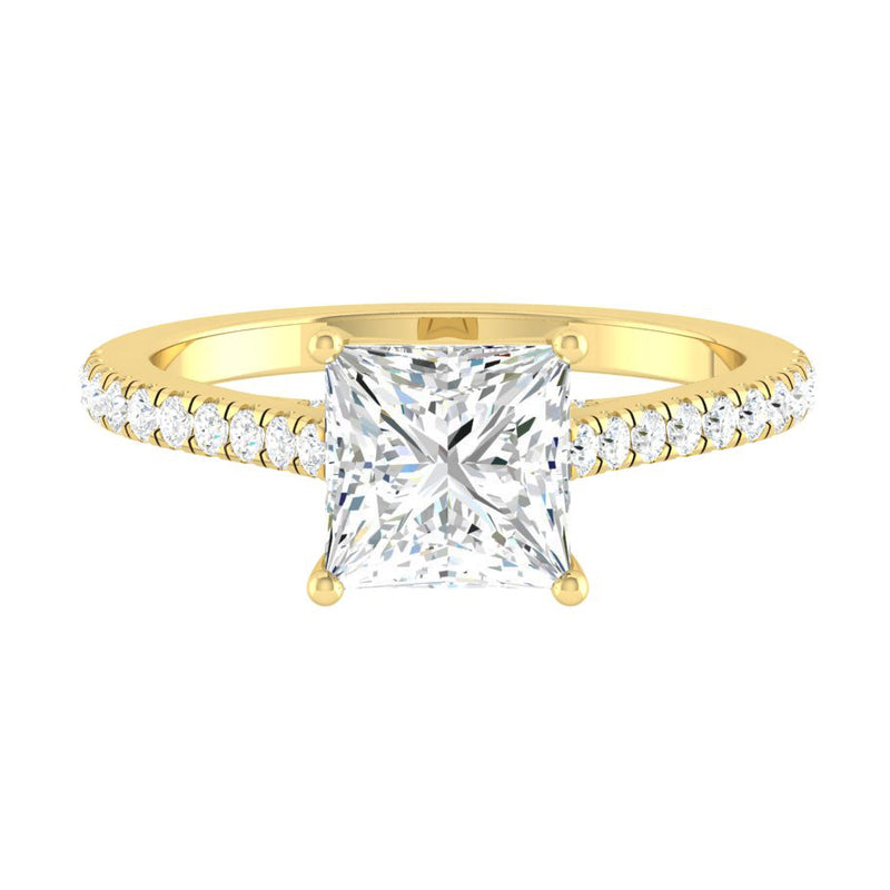 Lucce Firenze Pavé Princess Lab Diamond 0.52ct D VS1 Ex IGI 14K Yellow Gold