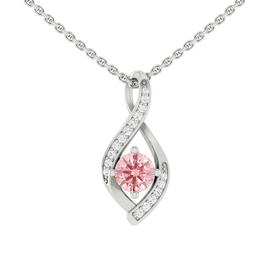 Load image into Gallery viewer, LUCCE FIORE™ Infinity Necklace ROSÉ™ Pink Lab Diamond 0.67ct FVP VS1 Id IGI 14K White Gold
