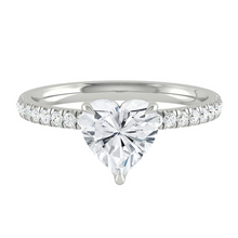 Load image into Gallery viewer, Heart Diamond Engagement ring with  Pave Gold or Platinum band and petals Manila Philippines
