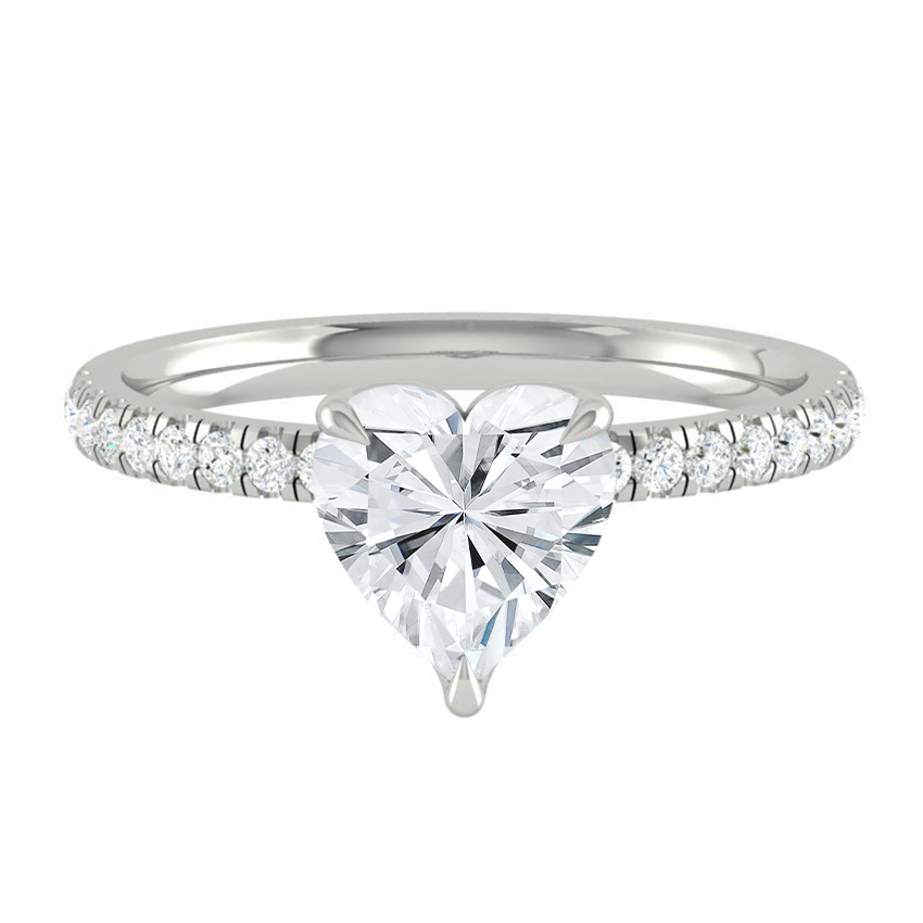 Heart Diamond Engagement ring with  Pave Gold or Platinum band and petals Manila Philippines