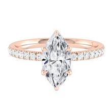 Load image into Gallery viewer, Marquise Diamond Engagement ring with  Pave Gold or Platinum band and petals Manila Philippines
