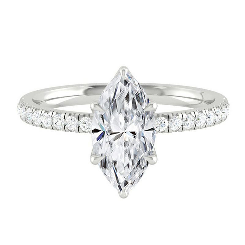 Marquise Diamond Engagement ring with  Pave Gold or Platinum band and petals Manila Philippines