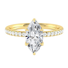 Load image into Gallery viewer, Marquise Diamond Engagement ring with  Pave Gold or Platinum band and petals Manila Philippines
