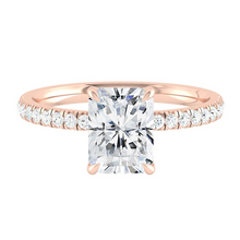 Load image into Gallery viewer, Radiant Diamond Engagement ring with  Pave Gold or Platinum band and petals Manila Philippines

