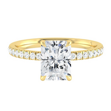 Load image into Gallery viewer, Radiant Diamond Engagement ring with  Pave Gold or Platinum band and petals Manila Philippines
