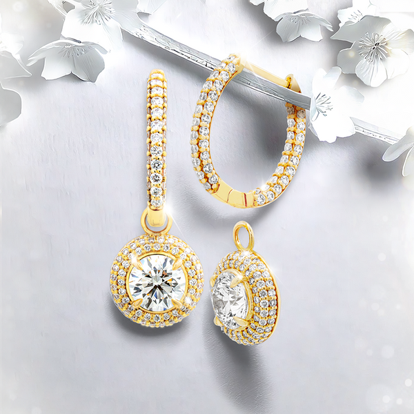 LUCCE MONTEVALLE™ Dangling Earrings Lab Diamond 2.95CTW (2.05ctw E VVS2 IGI Center Stone) 18K Yellow Gold