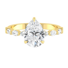 Load image into Gallery viewer, Pear Diamond Engagement Ring with Marquise and Round Accent Band with Petal Prong in Gold or Platinum, Manila Philippines
