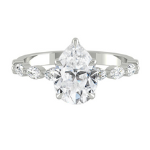 Load image into Gallery viewer, Pear Diamond Engagement Ring with Marquise and Round Accent Band with Petal Prong in Gold or Platinum, Manila Philippines
