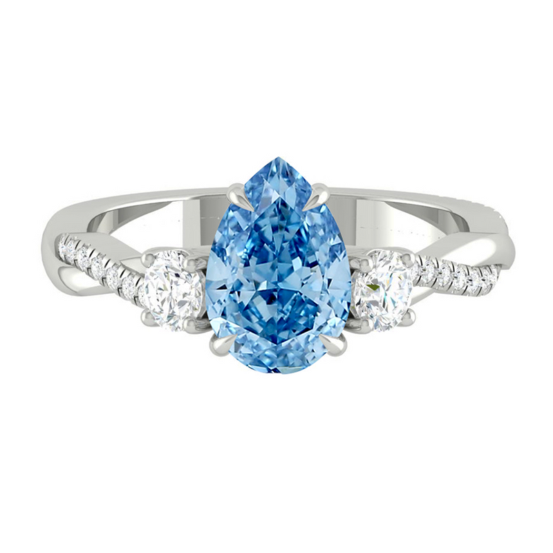 Fiore Trio Pear Ocean Blue Diamond