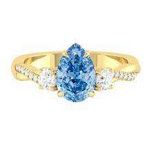 Load image into Gallery viewer, Fiore Trio Pear Ocean Blue Diamond
