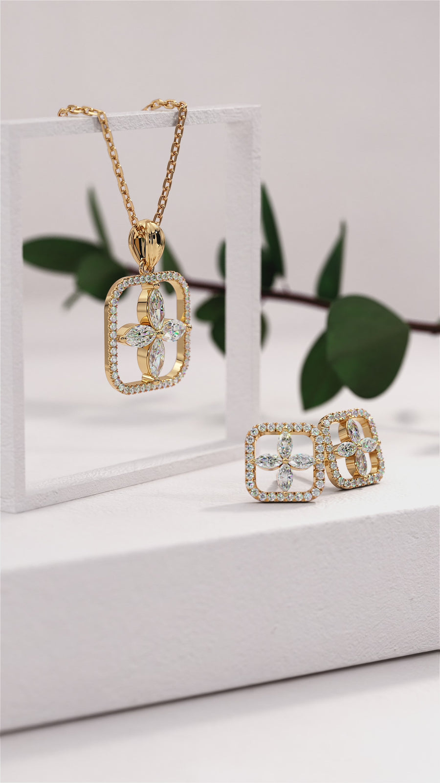 Load and play video in Gallery viewer, Constance Necklace and Earrings with Round and Marquise Lab or Natural Diamonds in Gold or Platinum Fine Jewelry
Lucce, Manila, Philippines
