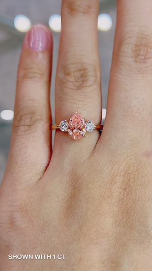 Pink Diamond Engagement Ring with Three Stone Design Philippines