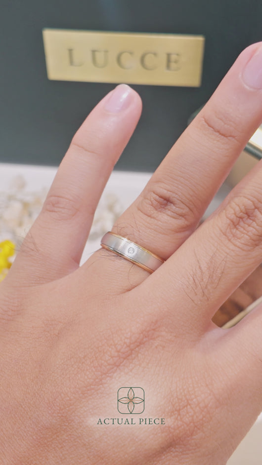 LUCCE NUFELLI™ Mi 5mm 0.02ct Natural Diamond 14K White Gold and 14K Yellow Gold