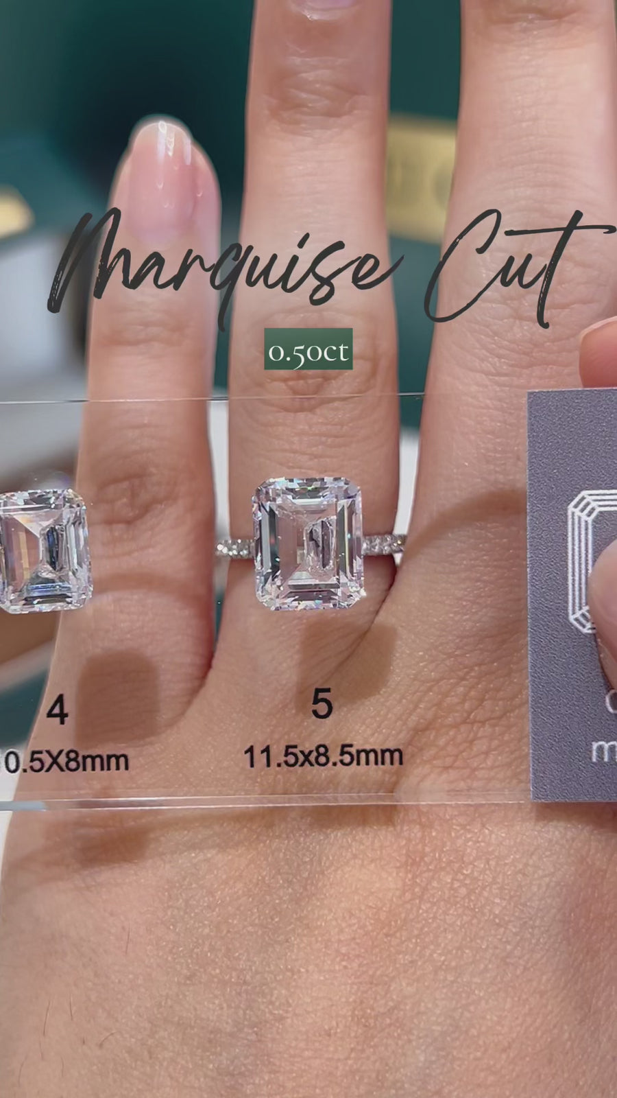 Load and play video in Gallery viewer, LUCCE Marquise Diamond Carat Guide Engagement Ring Center Stone

