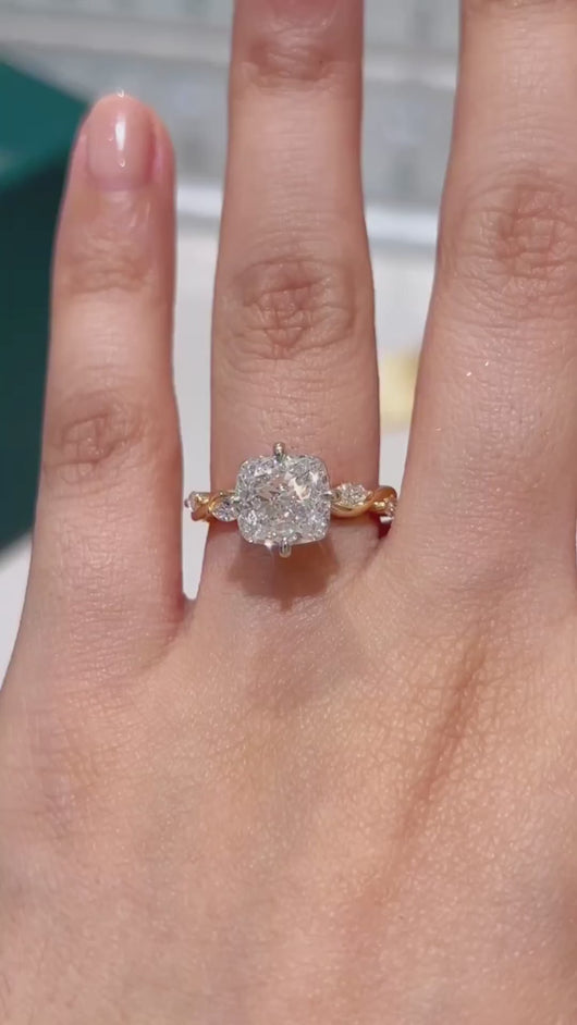 Constance Cushion Engagement Ring with Marquise Accents, Lab or Natural Diamonds in Gold or Platinum Fine Jewelry
Lucce, Manila, Philippines