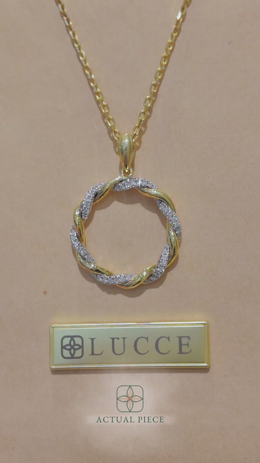 LUCCE FIORE™ Necklace Natural Diamond 0.24ctw 18K Yellow and White Gold