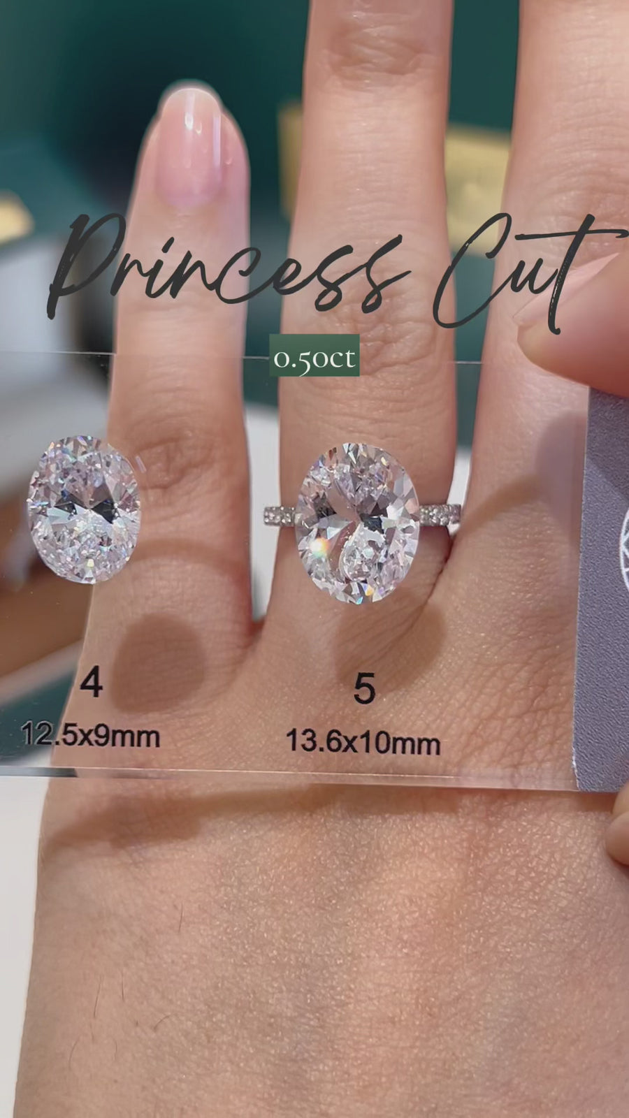 Load and play video in Gallery viewer, LUCCE Carat Guide for Princess cut Lab Grown or Natural Diamonds Engagement Ring Philippines

