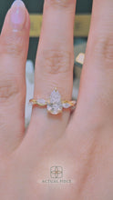 Load and play video in Gallery viewer, LUCCE Pear Engagement Ring Low Setting with Lab or Natural Diamond and marquise accents in Gold or Platinum
