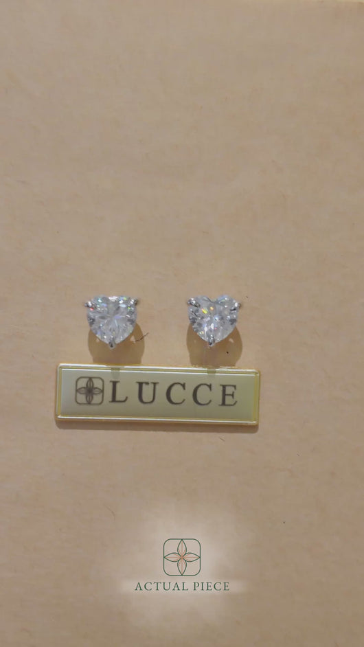 LUCCE JASMINE™ Heart Stud 2.00ctw Celeste Moissanite 14K White Gold