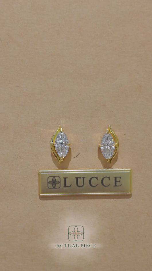 LUCCE CONSTANCE™ Solitaire Marquise Earrings 1.01ctw Lab Diamond 18K Yellow Gold