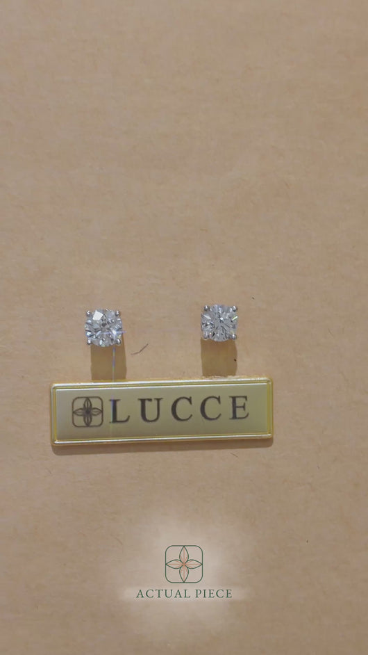 LUCCE KAELA™ Round Earrings Natural Diamond 0.64ctw D VS1 Ex GIA Platinum