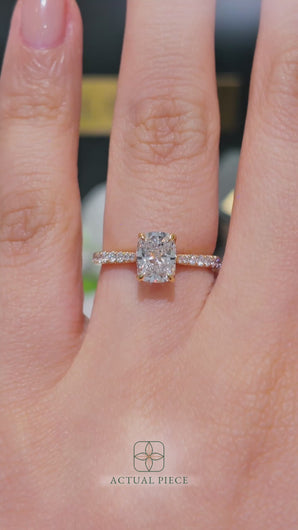 Cushion lab diamond engagement ring petal cathedral pave band jewelry wedding rings Manila philippines