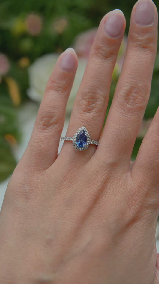 LUCCE MONTEVALLE™ Pear AURORA™ Blue Sapphire 1.00ct 14K White Gold