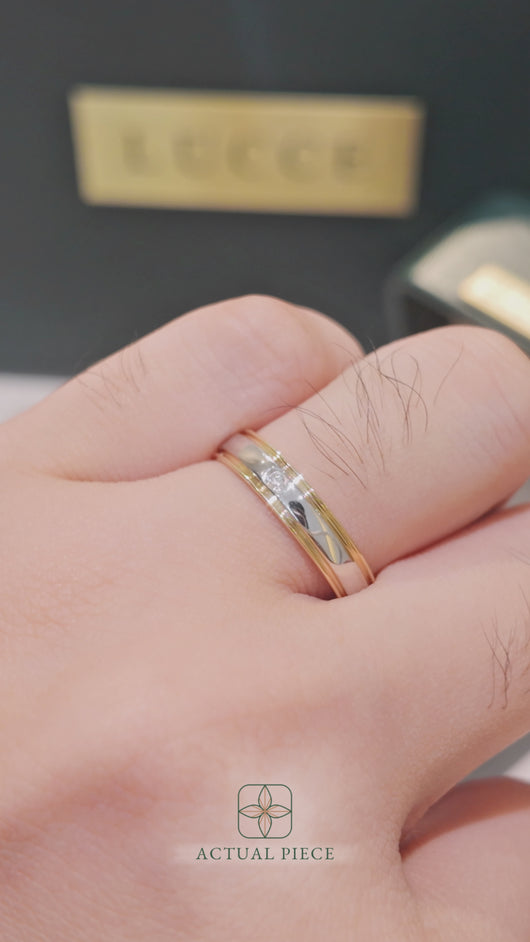 LUCCE NUFELLI™ Mi Polished 4mm 0.02ct Natural Diamond 14K Yellow and White Gold