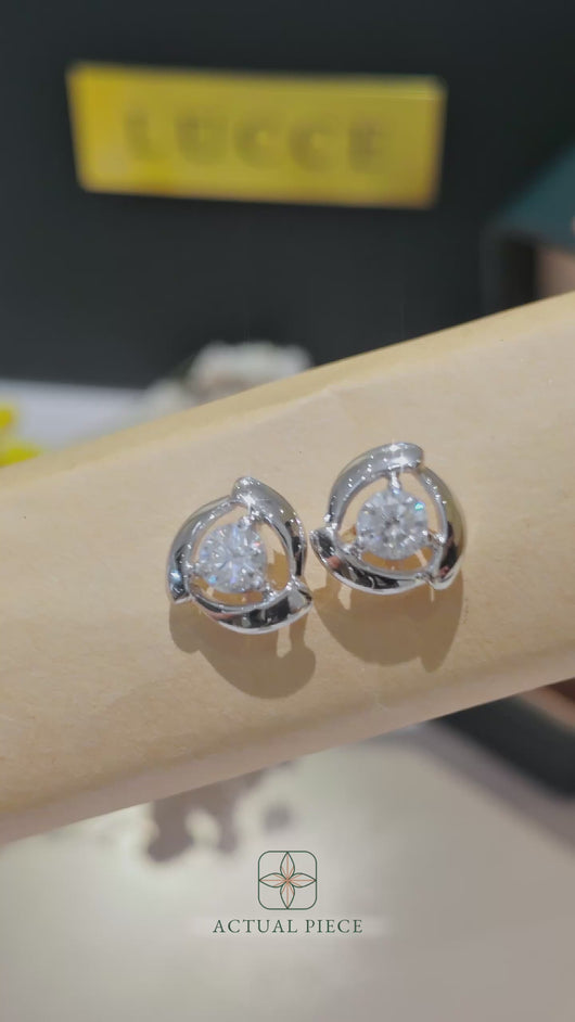 LUCCE AMANDA™ Round Earrings 0.96ctw CELESTE™ Moissanite 14K White Gold