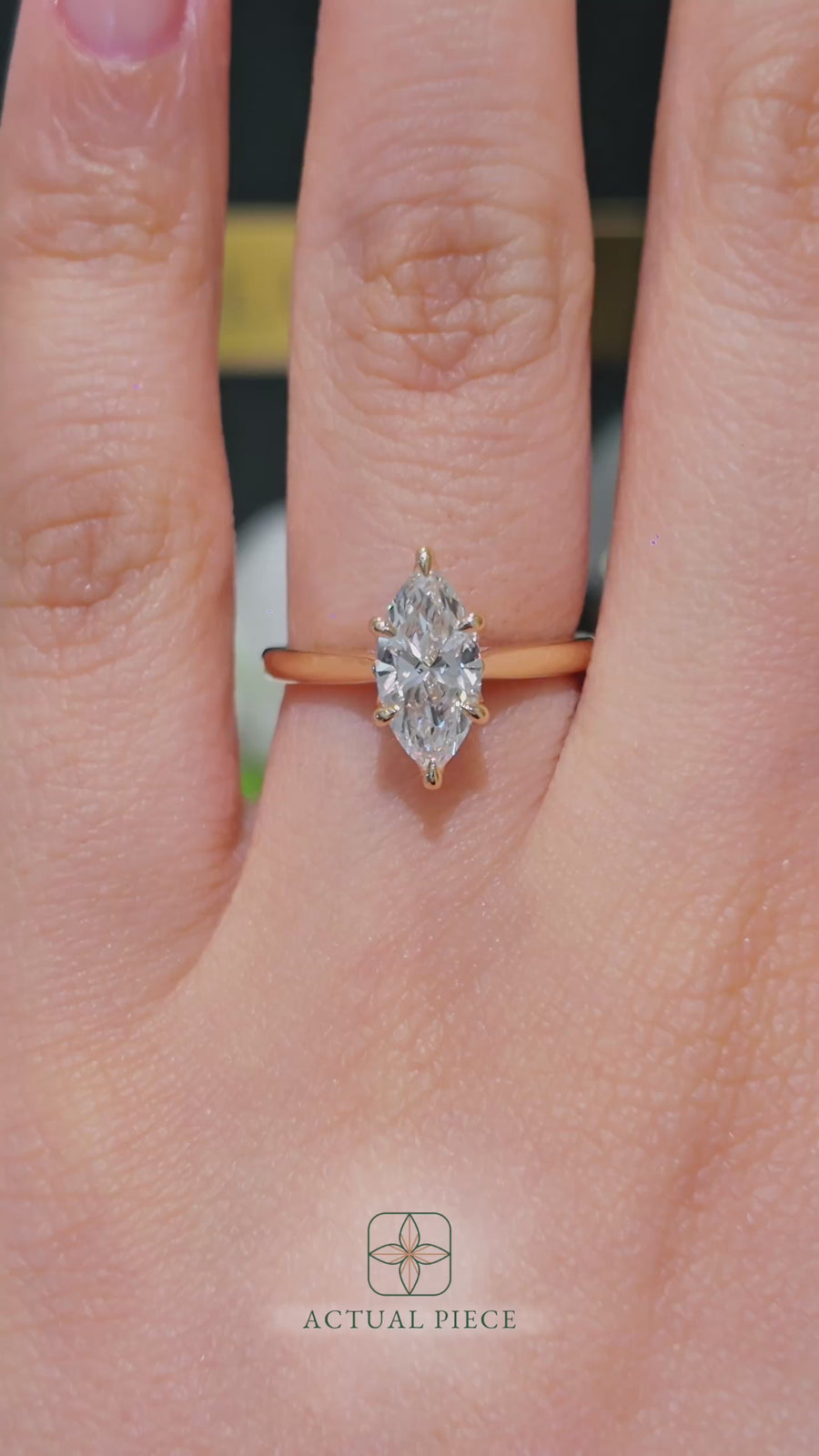 Load and play video in Gallery viewer, LUCCE Cathedral Marquise Diamond Solitaire Engagement Ring with Petal Prongs and Hidden Accent Stones in Gold or Platinum
